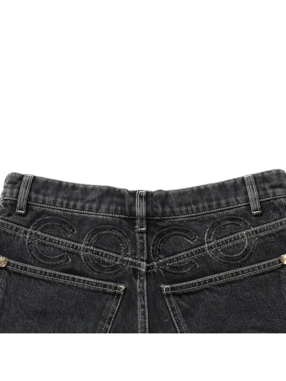Chanel Denim Shorts Skirt Black